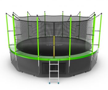 Батут EVO Jump Internal 16ft с внутренней сеткой и лестницей + нижняя сеть (зеленый/синий). ― ФИТНЕСЦЕНТР.ru