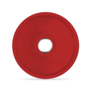 Диск TurboGym олимпийский, 5 кг, красный. ― ФИТНЕСЦЕНТР.ru