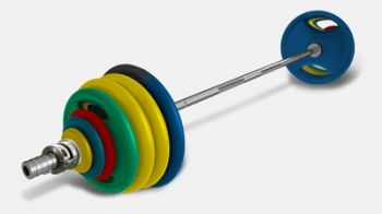 Штанга TurboGym олимпийская, цветная, полиуретановые диски, 162,5 кг.  ― ФИТНЕСЦЕНТР.ru
