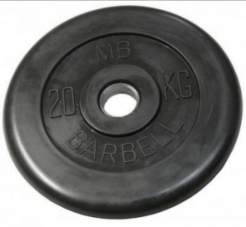 Диск обрезиненный черный Barbell 20 кг 31 мм ― ФИТНЕСЦЕНТР.ru