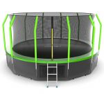 Батут EVO JUMP Cosmo 16ft (зеленый) с внутренней сеткой и лестницей + нижняя сеть.