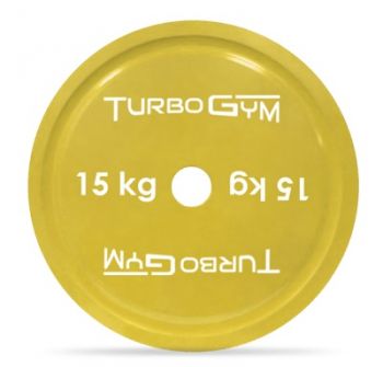 Диск TurboGym стальной с полимерным покрытием для пауэрлифтинга, 15 кг. ― ФИТНЕСЦЕНТР.ru