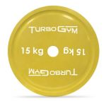 Диск TurboGym стальной с полимерным покрытием для пауэрлифтинга, 15 кг.